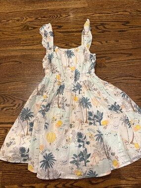 Janie and Jack White Tropical Print Sundress with Mint & Yellow Accents
